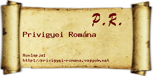Privigyei Romána névjegykártya